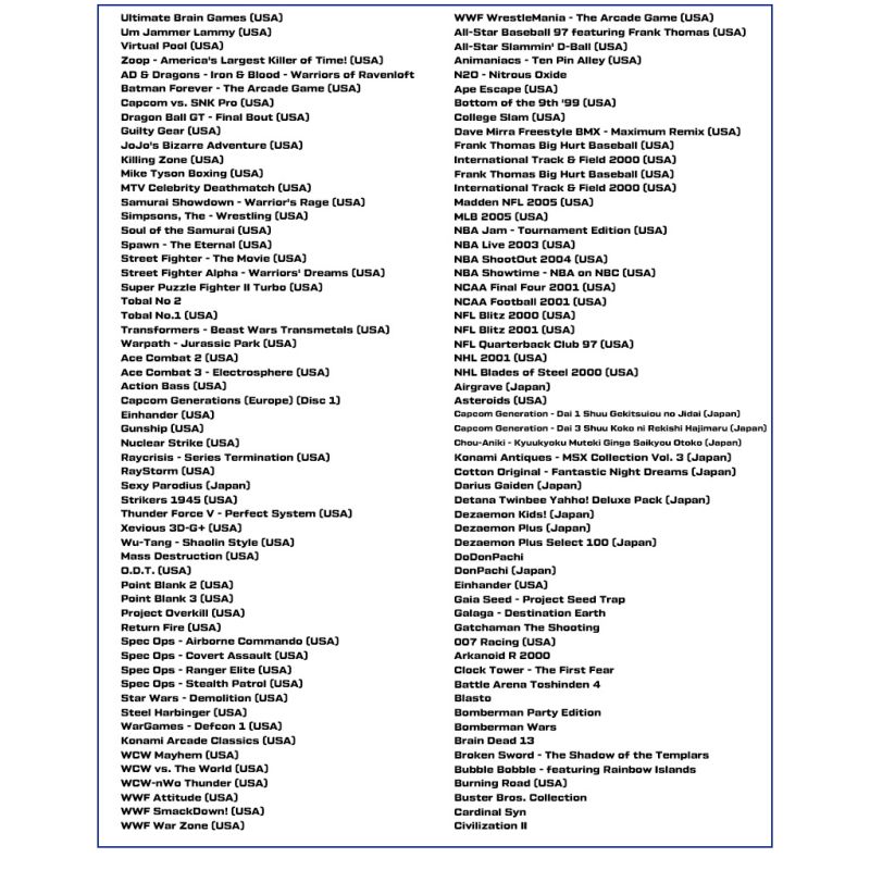 True Blue Mini Crackhead 64G Fight Pack PS ONE MINI Accessoire de Jeu Plug and Play Nostalgie Titres PS1