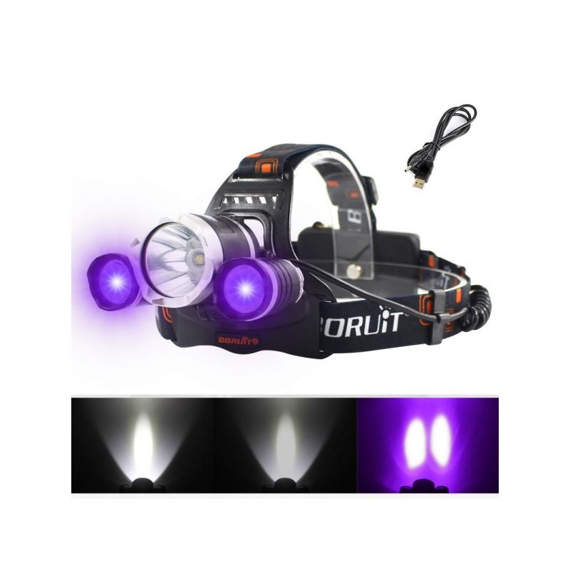 Boruit RJ-3000 Phare LED lumière blanche T6 équipement aventure design durable lampe frontale légère légère