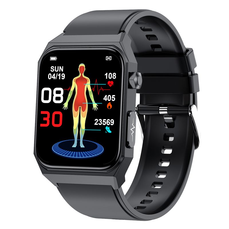 Montre intelligente de glycémie E530 ECG  PPG fréquence cardiaque pression artérielle IP68 montre intelligente étanche