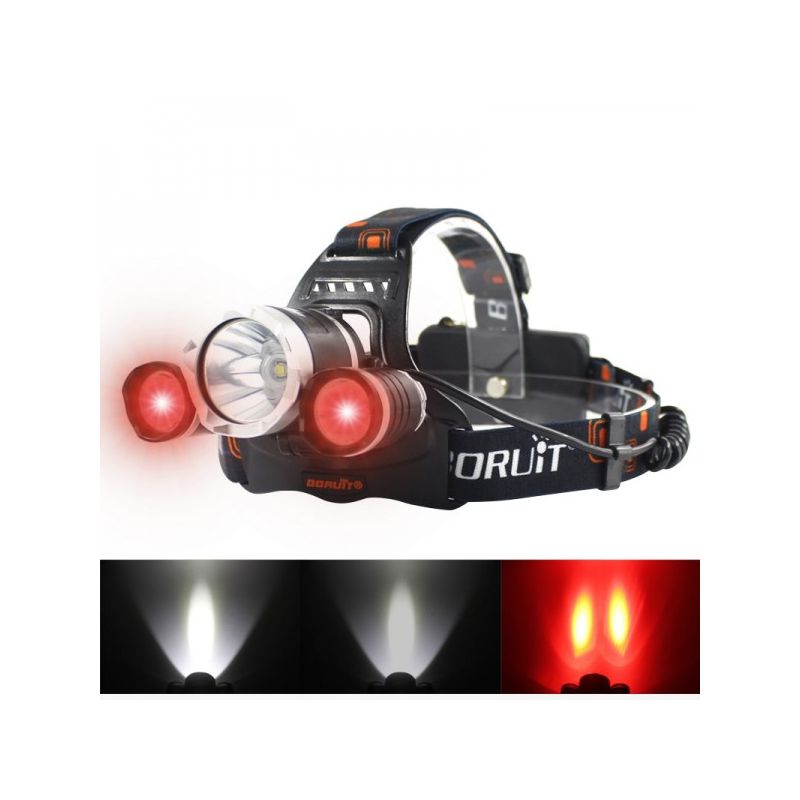 Boruit RJ-3000 Phare LED lumière blanche T6 équipement aventure design durable lampe frontale légère légère