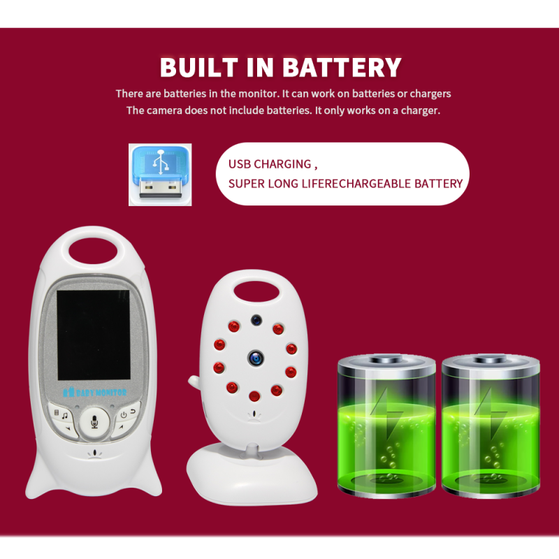 VB601 moniteur vidéo sans fil 2.4G avec caméra de sécurité couleur audio bidirectionnel et vision nocturne