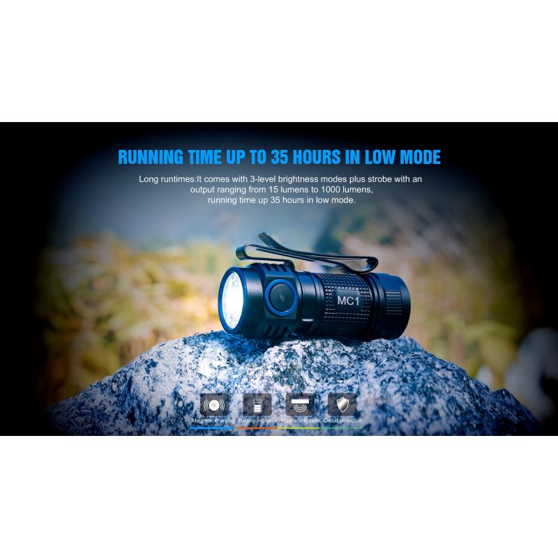 TrustFire MC1 Baton 1000 lumens lampe de poche compacte rechargeable ultra-légère chargement magnétique