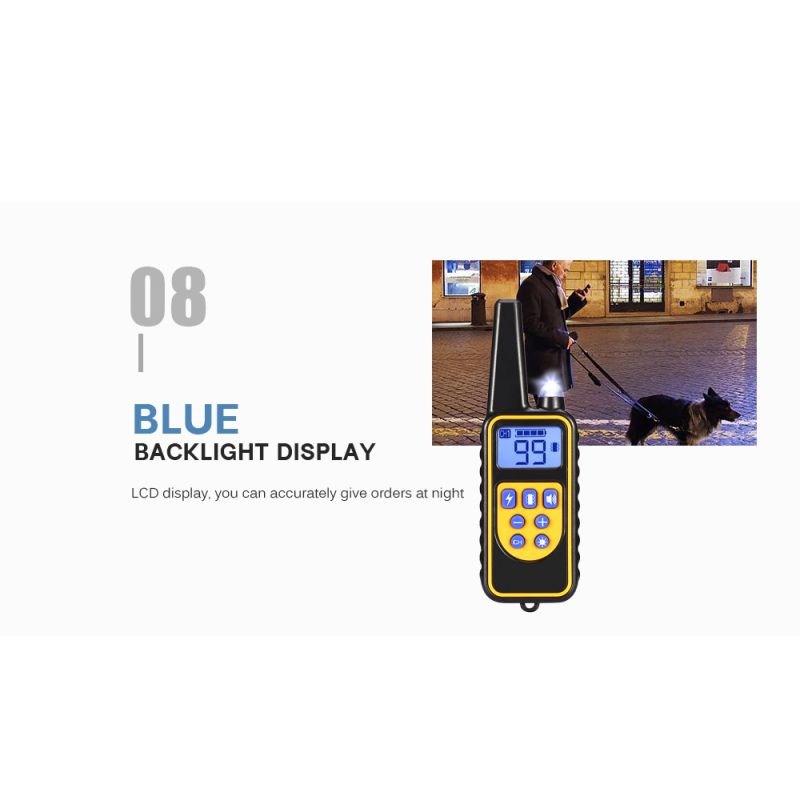 Collier d'entraînement pour chien 800m étanche avec écran LCD rechargeable niveaux de vibration réglables
