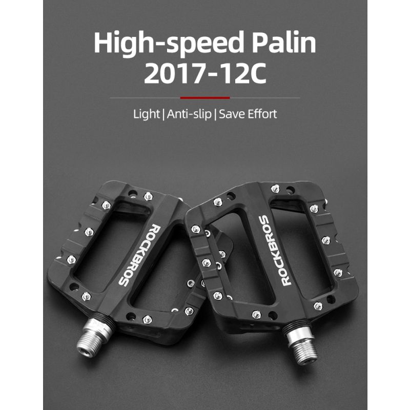 Pédales vélo ROCKBROS ultra-légères en nylon stable et performant pour VTT BMX et route axe acier chromoly