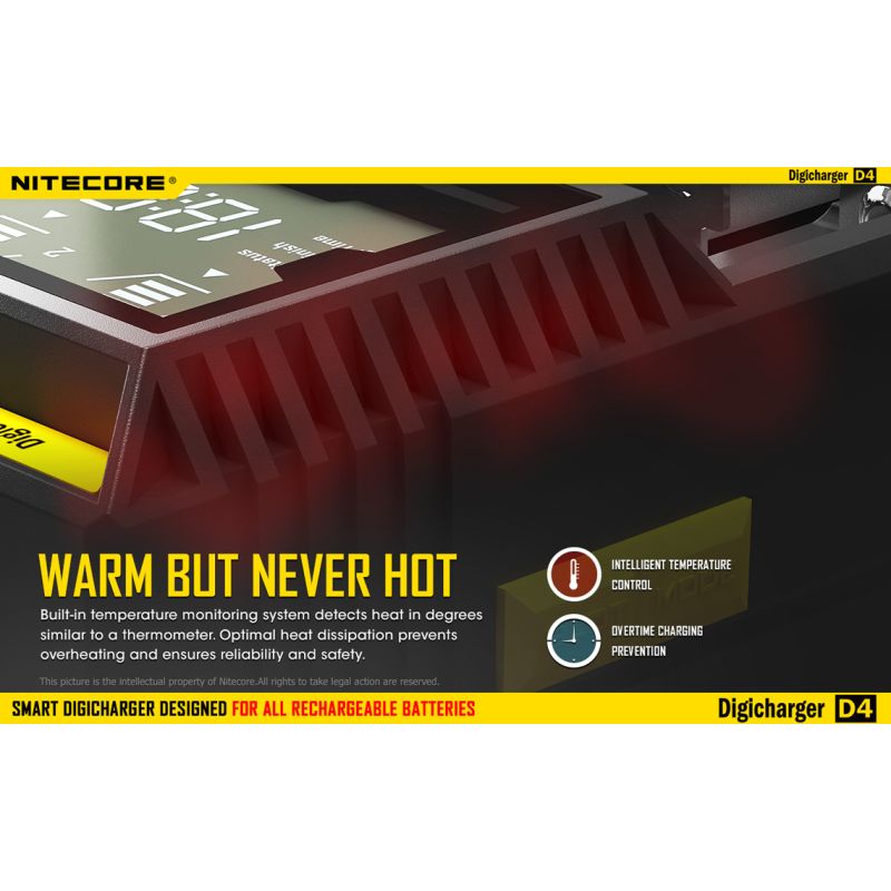 Nouveau Chargeur Nitecore D4 LCD Chargeur intelligent batteries rechargeables Compatibilité étendue Li-ion IMR