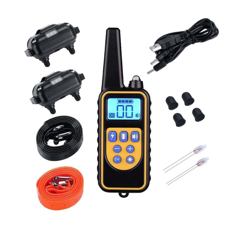 Collier d'entraînement pour chien 800m étanche avec écran LCD rechargeable niveaux de vibration réglables