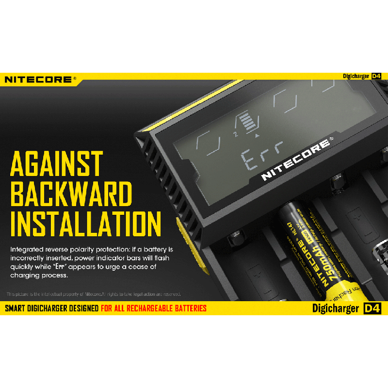 Nouveau Chargeur Nitecore D4 LCD Chargeur intelligent batteries rechargeables Compatibilité étendue Li-ion IMR