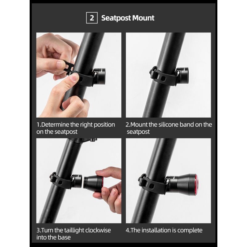 ROCKBROS Q5 Lumière Vélo Intelligente Détection Frein Automatique Étanche IPX6 Feu Arrière LED Sécurité Cyclisme