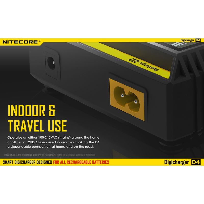 Nouveau Chargeur Nitecore D4 LCD Chargeur intelligent batteries rechargeables Compatibilité étendue Li-ion IMR