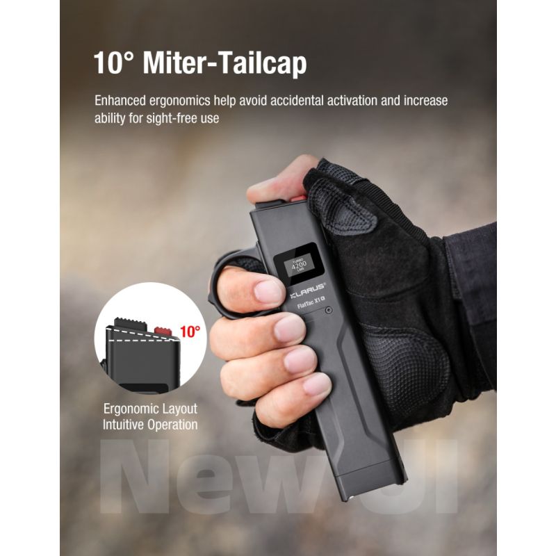 Lampe Torche Tactique Ultra-Fine Klarus X1 4200LM | LED SST-70 | USB-C Rechargeable Extérieur | IPX6 2 Ans Garantie