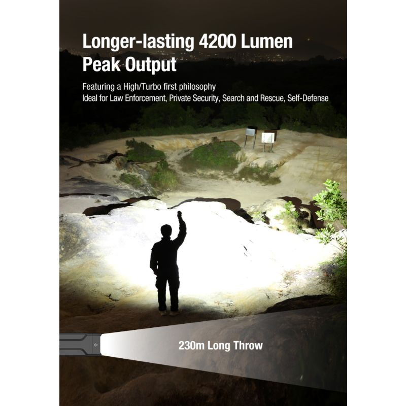 Lampe Torche Tactique Ultra-Fine Klarus X1 4200LM | LED SST-70 | USB-C Rechargeable Extérieur | IPX6 2 Ans Garantie