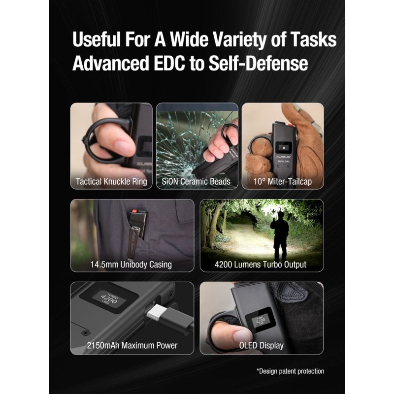 Lampe Torche Tactique Ultra-Fine Klarus X1 4200LM | LED SST-70 | USB-C Rechargeable Extérieur | IPX6 2 Ans Garantie