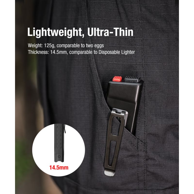 Lampe Torche Tactique Ultra-Fine Klarus X1 4200LM | LED SST-70 | USB-C Rechargeable Extérieur | IPX6 2 Ans Garantie