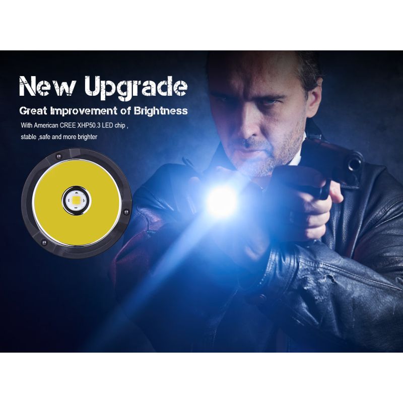 JETBEAM M37 PRO Lampe de poche tactique haute performance 3700 lumens 340m, rechargeable 21700, étanche IPX8