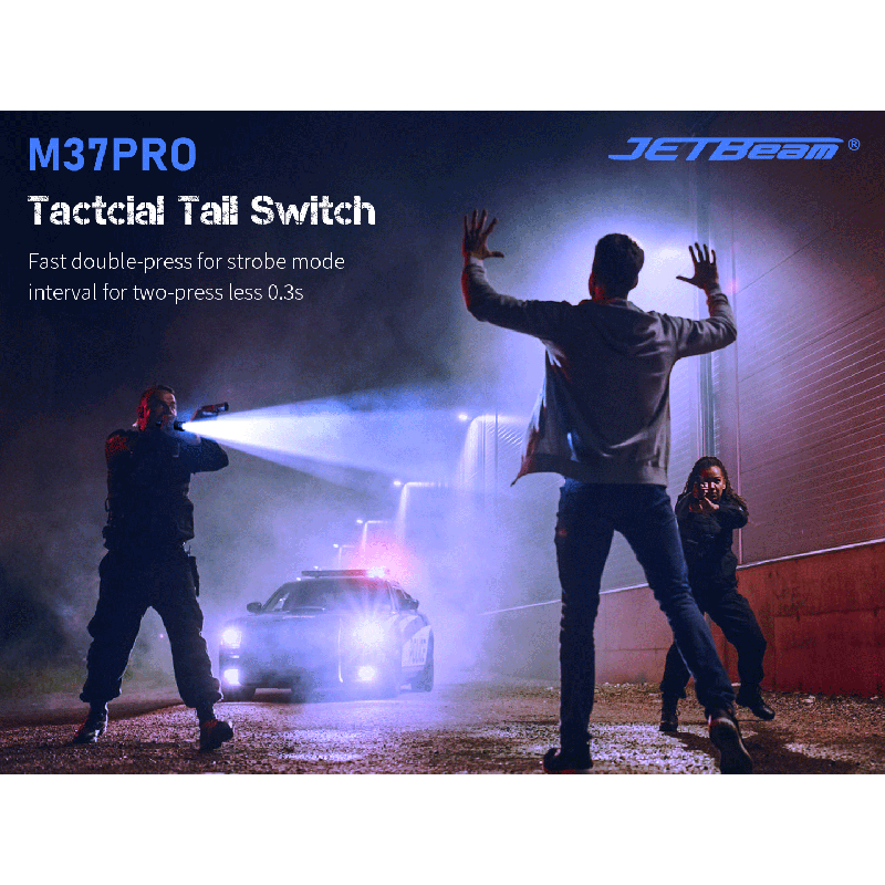 JETBEAM M37 PRO Lampe de poche tactique haute performance 3700 lumens 340m, rechargeable 21700, étanche IPX8