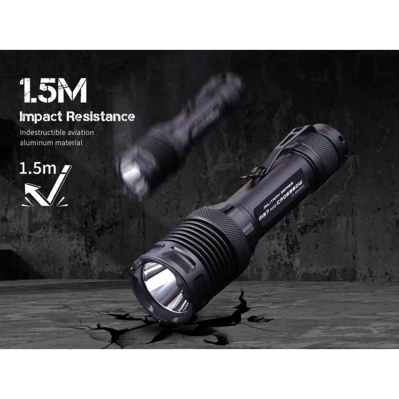 JETBEAM M37 PRO Lampe de poche tactique haute performance 3700 lumens 340m, rechargeable 21700, étanche IPX8