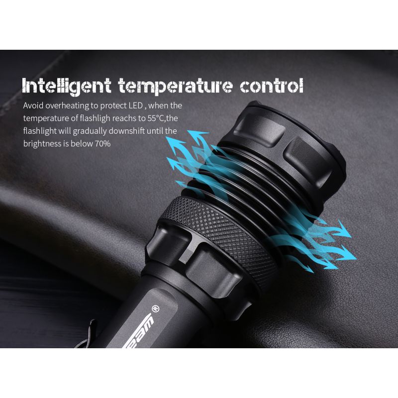 JETBEAM M37 PRO Lampe de poche tactique haute performance 3700 lumens 340m, rechargeable 21700, étanche IPX8