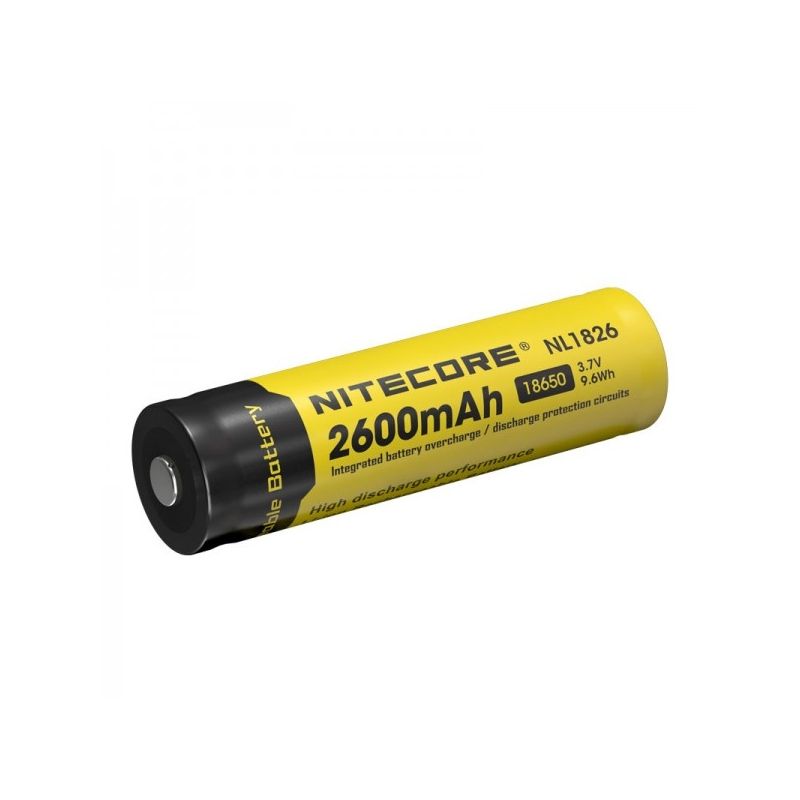 Batterie rechargeable Nitecore 18650 NL1826 2600mAh Li-ion pour appareils haute consommation et équipement de randonnée