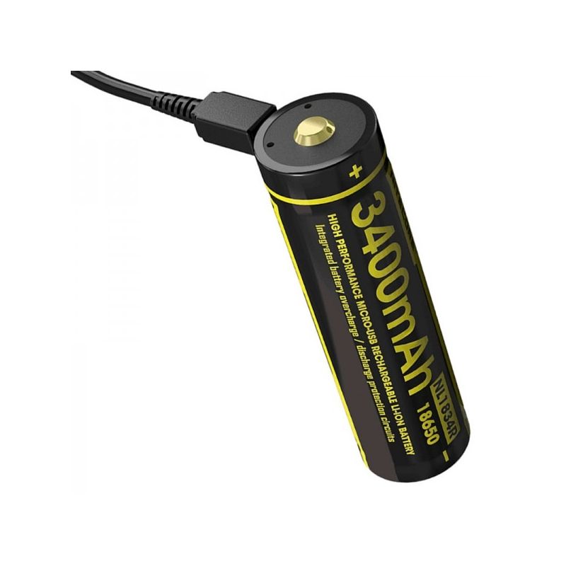 NITECORE NL1834R Batterie Rechargeable 18650 Micro-USB 3400mAh Haute Performance Sécurité Renforcée LED Aventure