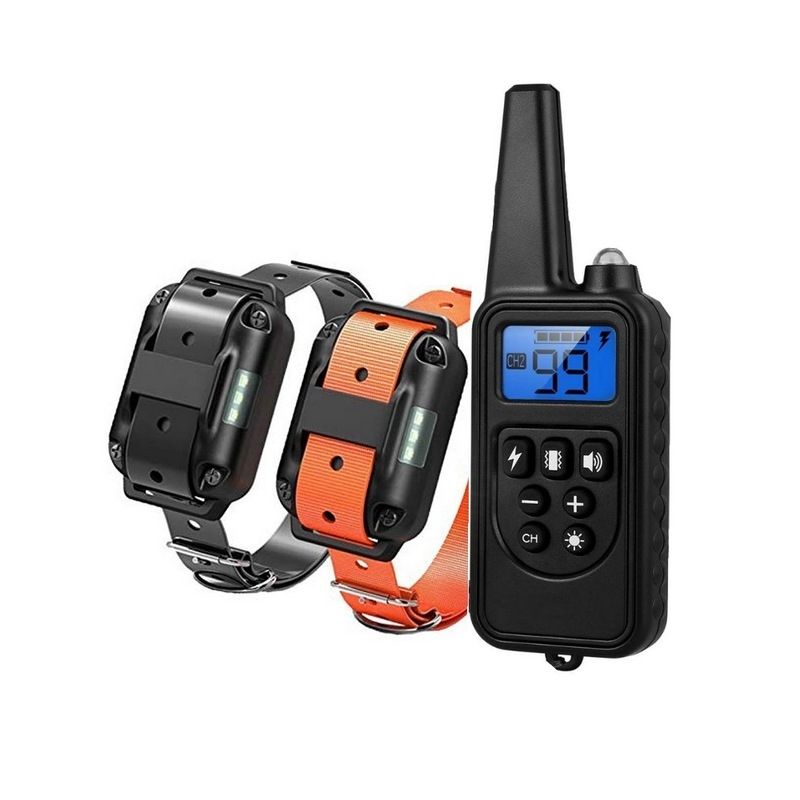 Collier d'entraînement chien 800m télécommande imperméable rechargeable trois modes écran LCD entraînement canin