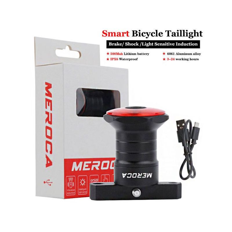 Éclairage Vélo Intelligente Lumière Arrière avec Démarrage Automatique Freinage Induction IPX6 Recharge USB
