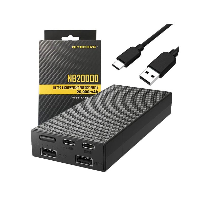 Banque d'alimentation Nitecore NB20000 QC 20000mAh USB/USB-C chargeur portable double port rapide léger durable