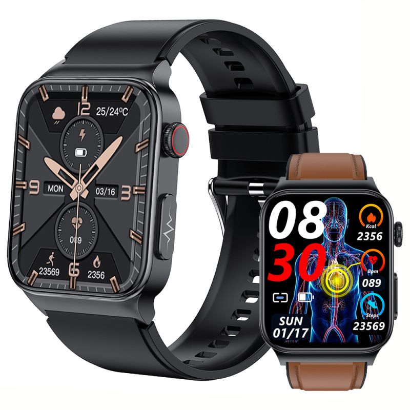 E500 montre intelligente de glycémie hommes moniteur ECG tension artérielle température corporelle Smartwatch IP68 étanche Fitness Tracker