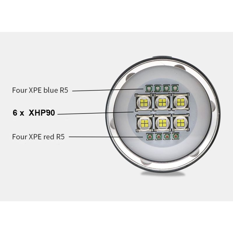 Lampe de plongée sous-marine QH14/QH27 20000 lumens avec LED pour exploration sous-marine et vie marine