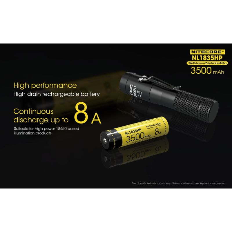 Nitecore NL1835HP Batterie 3500mAh Li-ion Haute Performance 18650 pour Appareils à Haute Décharge Gadgets Tech