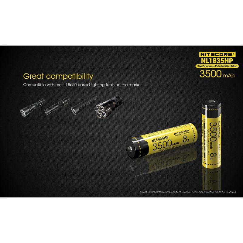 Nitecore NL1835HP Batterie 3500mAh Li-ion Haute Performance 18650 pour Appareils à Haute Décharge Gadgets Tech