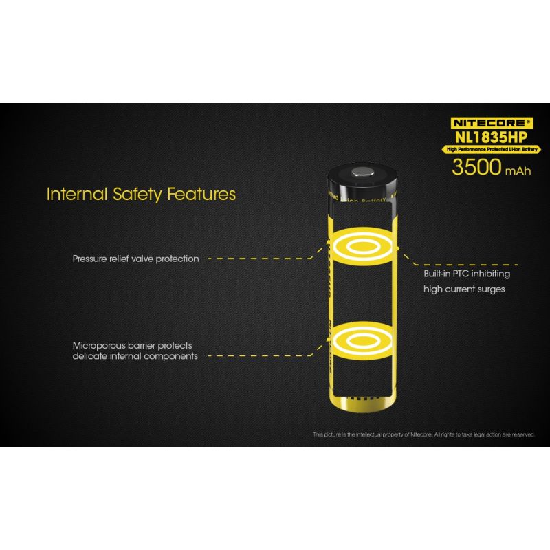 Nitecore NL1835HP Batterie 3500mAh Li-ion Haute Performance 18650 pour Appareils à Haute Décharge Gadgets Tech