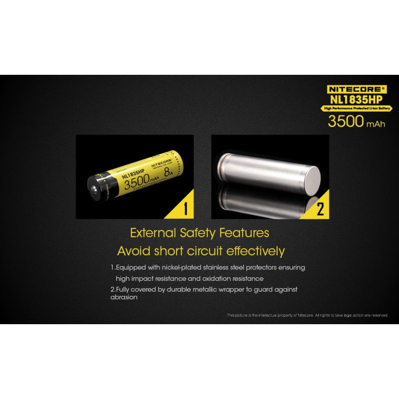 Nitecore NL1835HP Batterie 3500mAh Li-ion Haute Performance 18650 pour Appareils à Haute Décharge Gadgets Tech