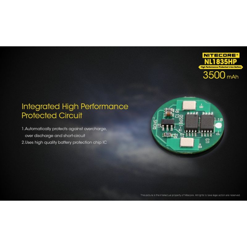 Nitecore NL1835HP Batterie 3500mAh Li-ion Haute Performance 18650 pour Appareils à Haute Décharge Gadgets Tech