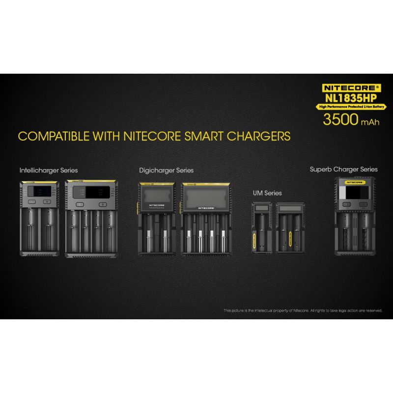 Nitecore NL1835HP Batterie 3500mAh Li-ion Haute Performance 18650 pour Appareils à Haute Décharge Gadgets Tech