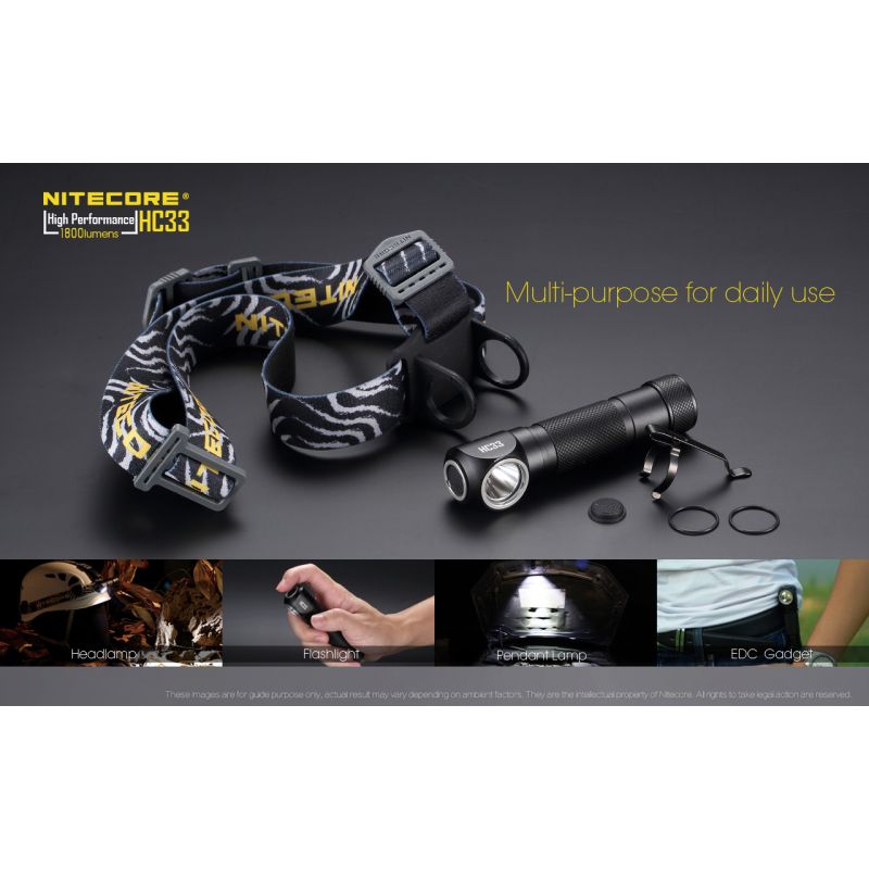 Nitecore HC33 XHP35 Lampe Frontale LED 1800 Lumens Éclairage Extérieur Durable et Puissante pour Aventures
