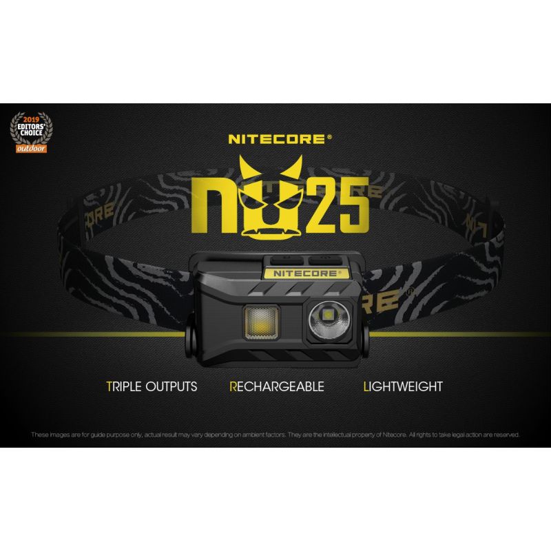 Nitecore NU25 lampe frontale rechargeable 360 lumens avec LED XP-G2 S3 idéal pour camping et visibilité nocturne