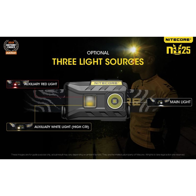 Nitecore NU25 lampe frontale rechargeable 360 lumens avec LED XP-G2 S3 idéal pour camping et visibilité nocturne