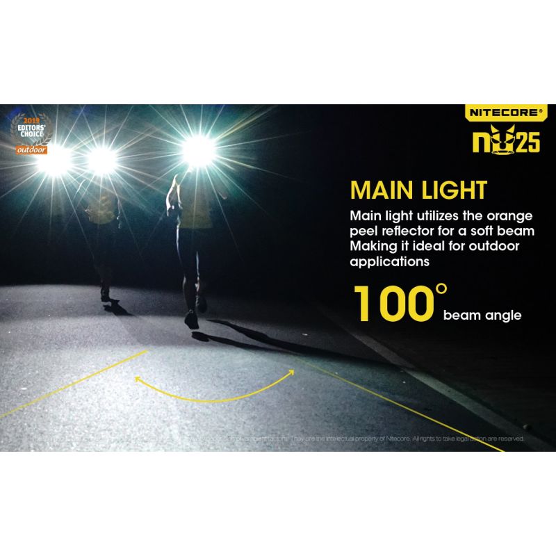 Nitecore NU25 lampe frontale rechargeable 360 lumens avec LED XP-G2 S3 idéal pour camping et visibilité nocturne