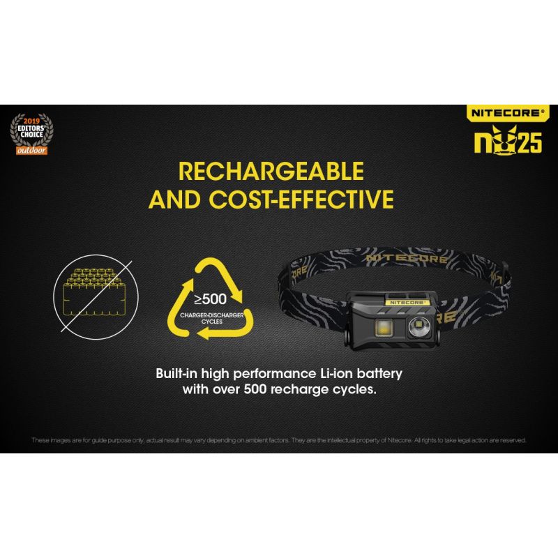 Nitecore NU25 lampe frontale rechargeable 360 lumens avec LED XP-G2 S3 idéal pour camping et visibilité nocturne