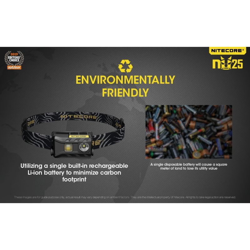 Nitecore NU25 lampe frontale rechargeable 360 lumens avec LED XP-G2 S3 idéal pour camping et visibilité nocturne
