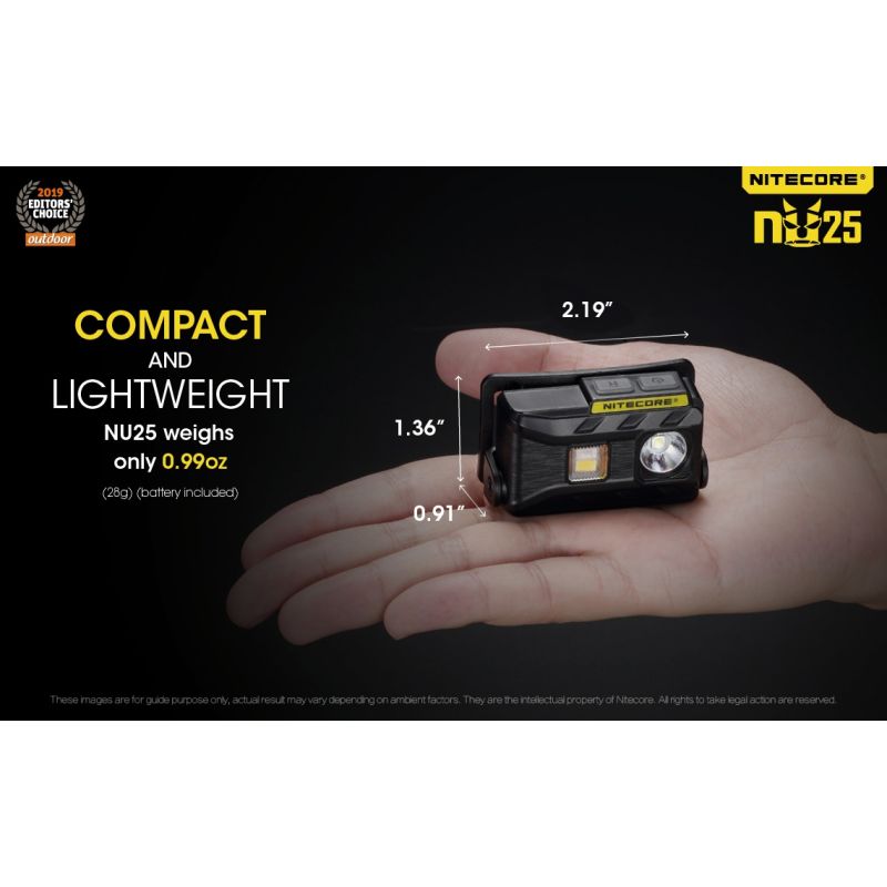 Nitecore NU25 lampe frontale rechargeable 360 lumens avec LED XP-G2 S3 idéal pour camping et visibilité nocturne