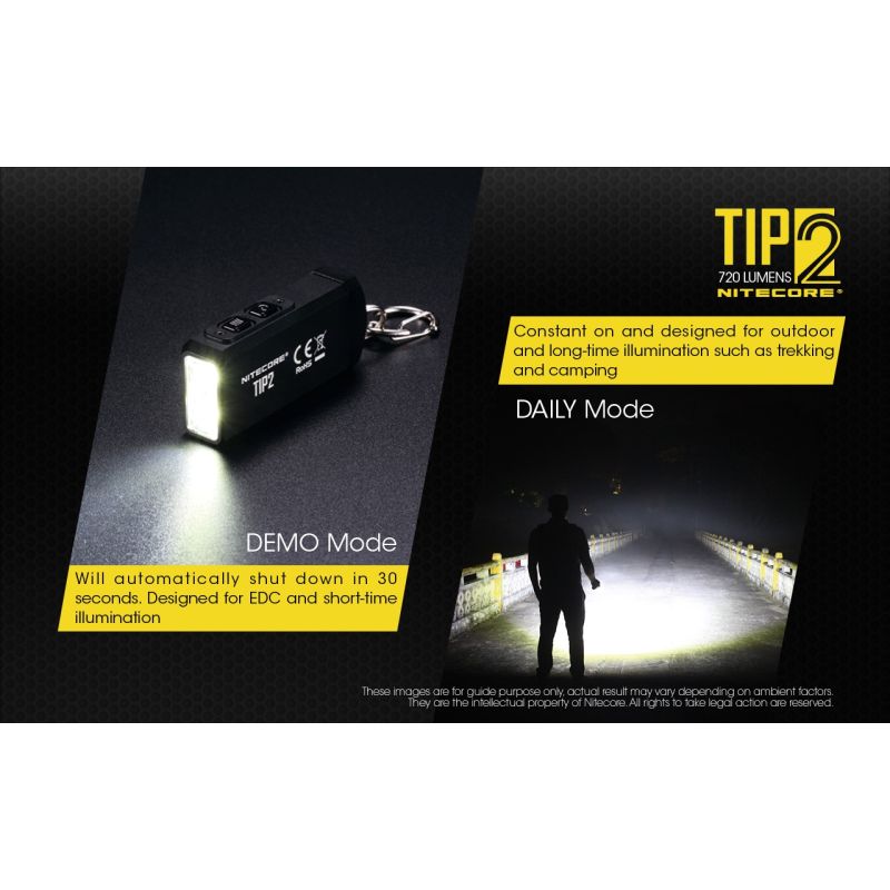 Lampe de poche porte-clés NITECORE TIP2 LED 720 lumens compacte légère rechargeable USB pour camping outdoor