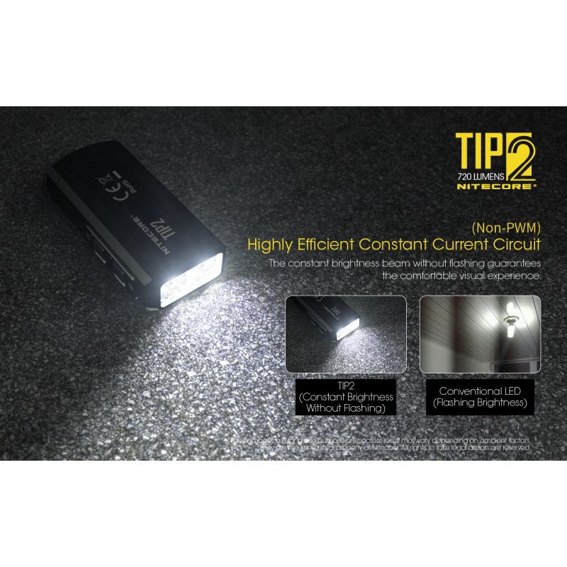 Lampe de poche porte-clés NITECORE TIP2 LED 720 lumens compacte légère rechargeable USB pour camping outdoor