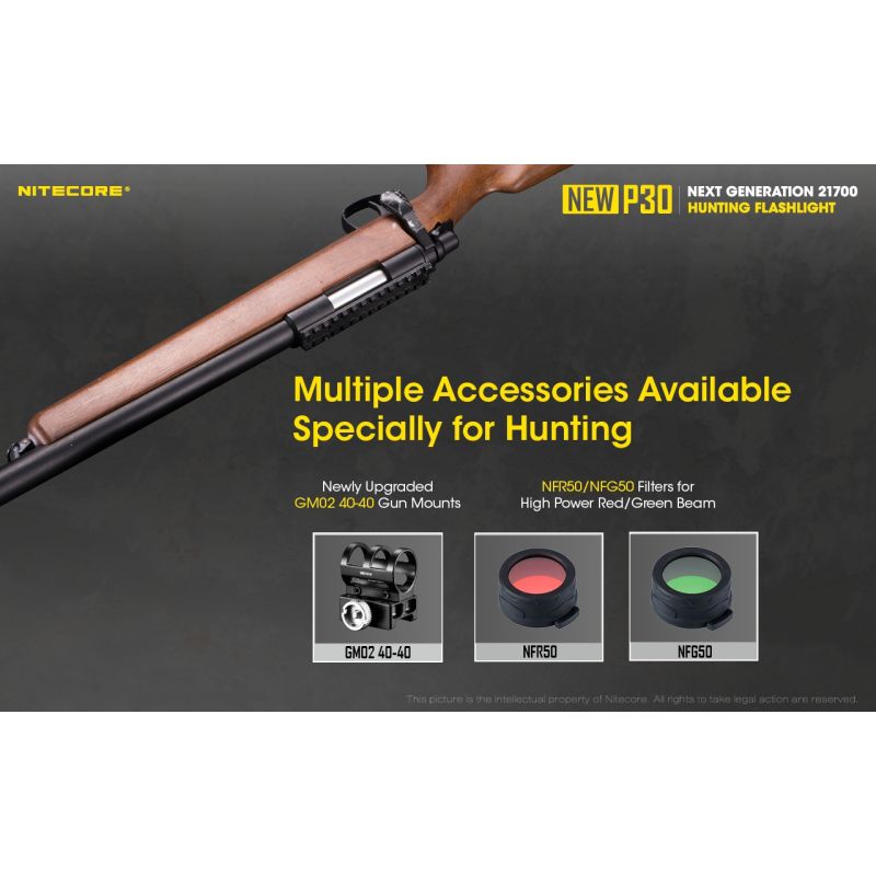 Nitecore P30 lampe LED extérieure XP-L HI V3 1000 lumens faisceau 618 mètres design durable éclairage précision