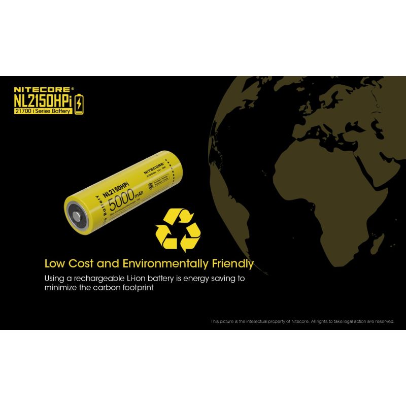 NITECORE NL2150HPI Batterie Rechargeable 5000mAh 21700 3.6V Li-ion Haute Performance pour Dispositifs Électroniques
