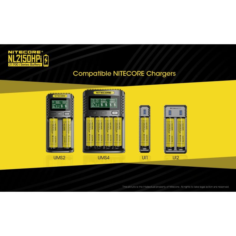 NITECORE NL2150HPI Batterie Rechargeable 5000mAh 21700 3.6V Li-ion Haute Performance pour Dispositifs Électroniques