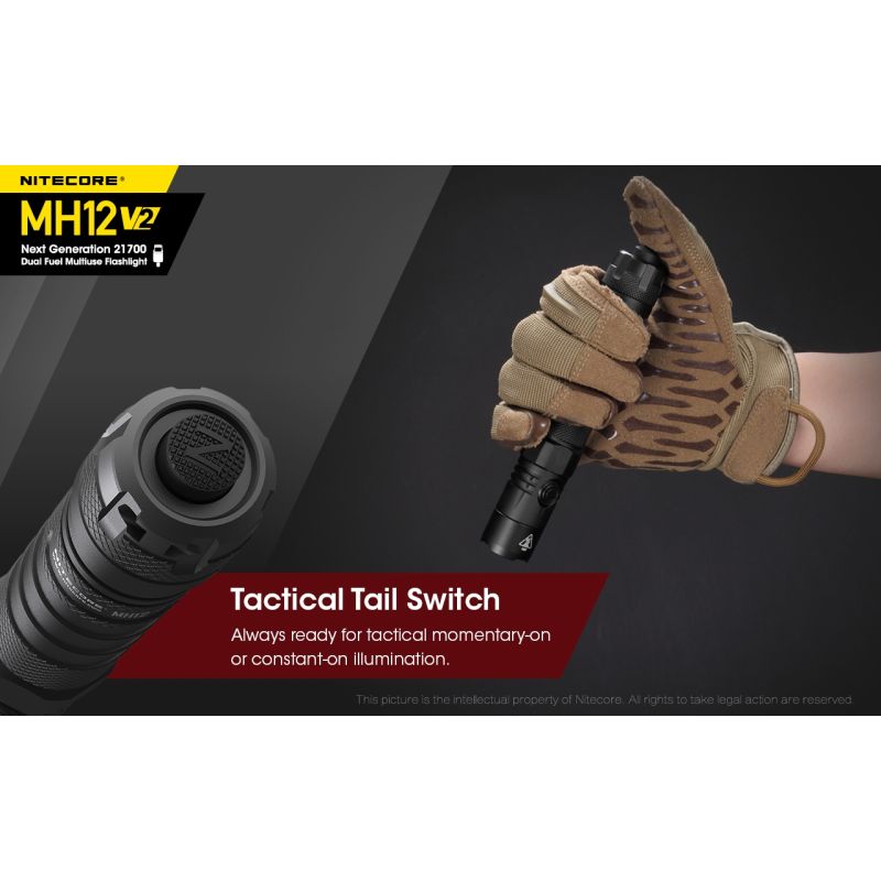 Lampe Nitecore MH12 V2 1200 Lumens LED XP-L2 V6 Pour Camping Éclairage Extérieur Batterie 21700 Haute Performance