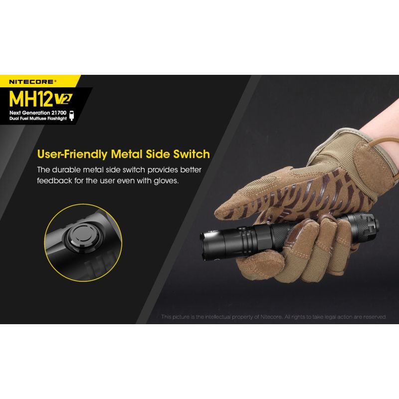 Lampe Nitecore MH12 V2 1200 Lumens LED XP-L2 V6 Pour Camping Éclairage Extérieur Batterie 21700 Haute Performance