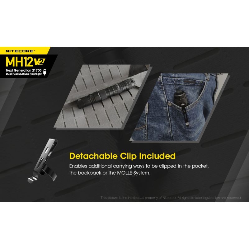 Lampe Nitecore MH12 V2 1200 Lumens LED XP-L2 V6 Pour Camping Éclairage Extérieur Batterie 21700 Haute Performance