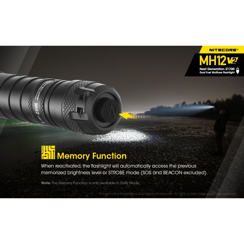 Lampe Nitecore MH12 V2 1200 Lumens LED XP-L2 V6 Pour Camping Éclairage Extérieur Batterie 21700 Haute Performance